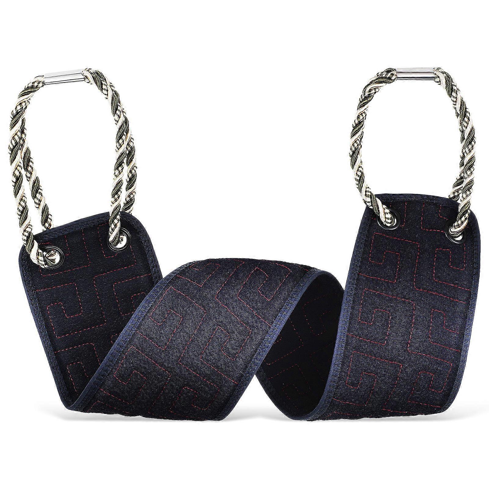 Black Dual-Sided Back Scrubber with Double Handles for Bathing Use Comfortable Exfoliation