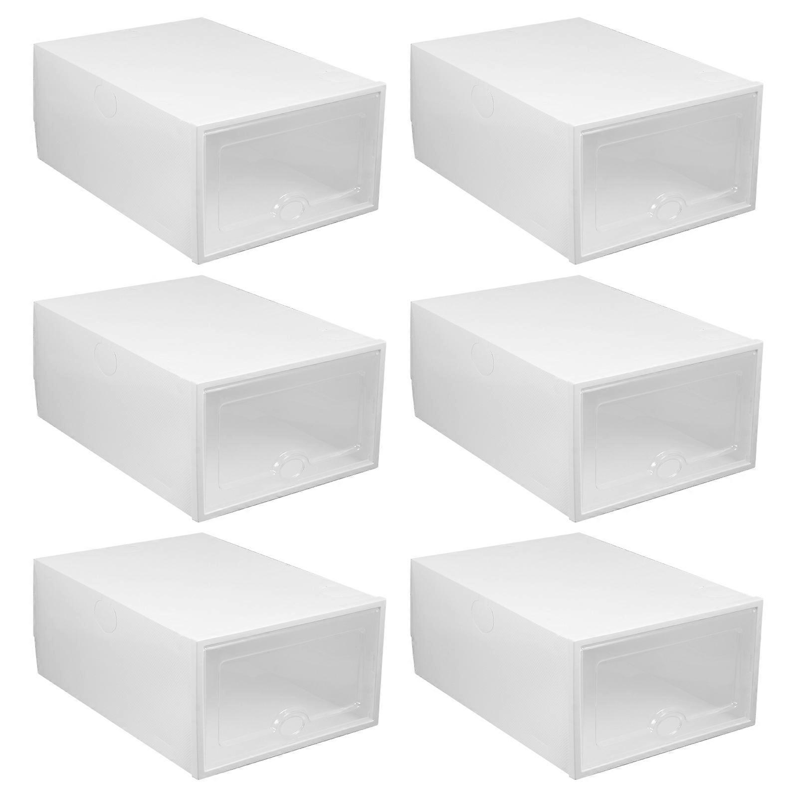 6 Pcs Transparent Shoe Storage Boxes with Drawer Style Design for Organized Container Solution