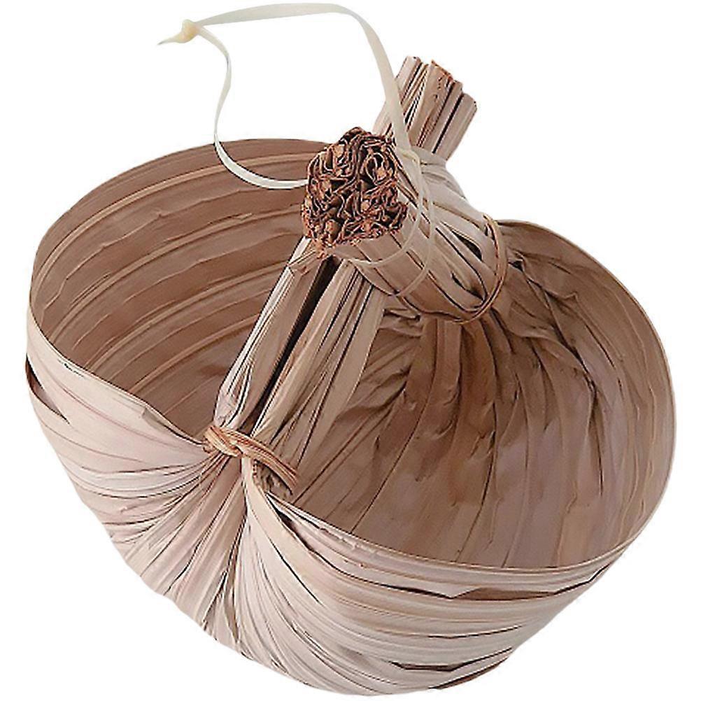 Southeast Asian Woven Palm Leaf Bowl Multi Function Food Serving Home Use 7.9X5.5X3.9in 1Pack