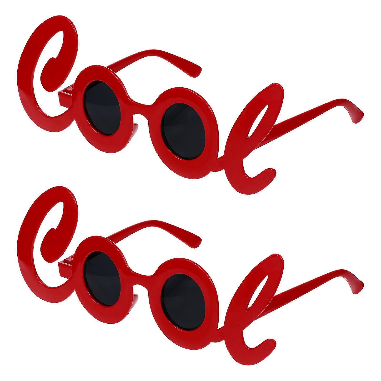 Photo Booth Props Eyeglasses Memory Capture Cool Letter Shape ABS Material 2Pcs