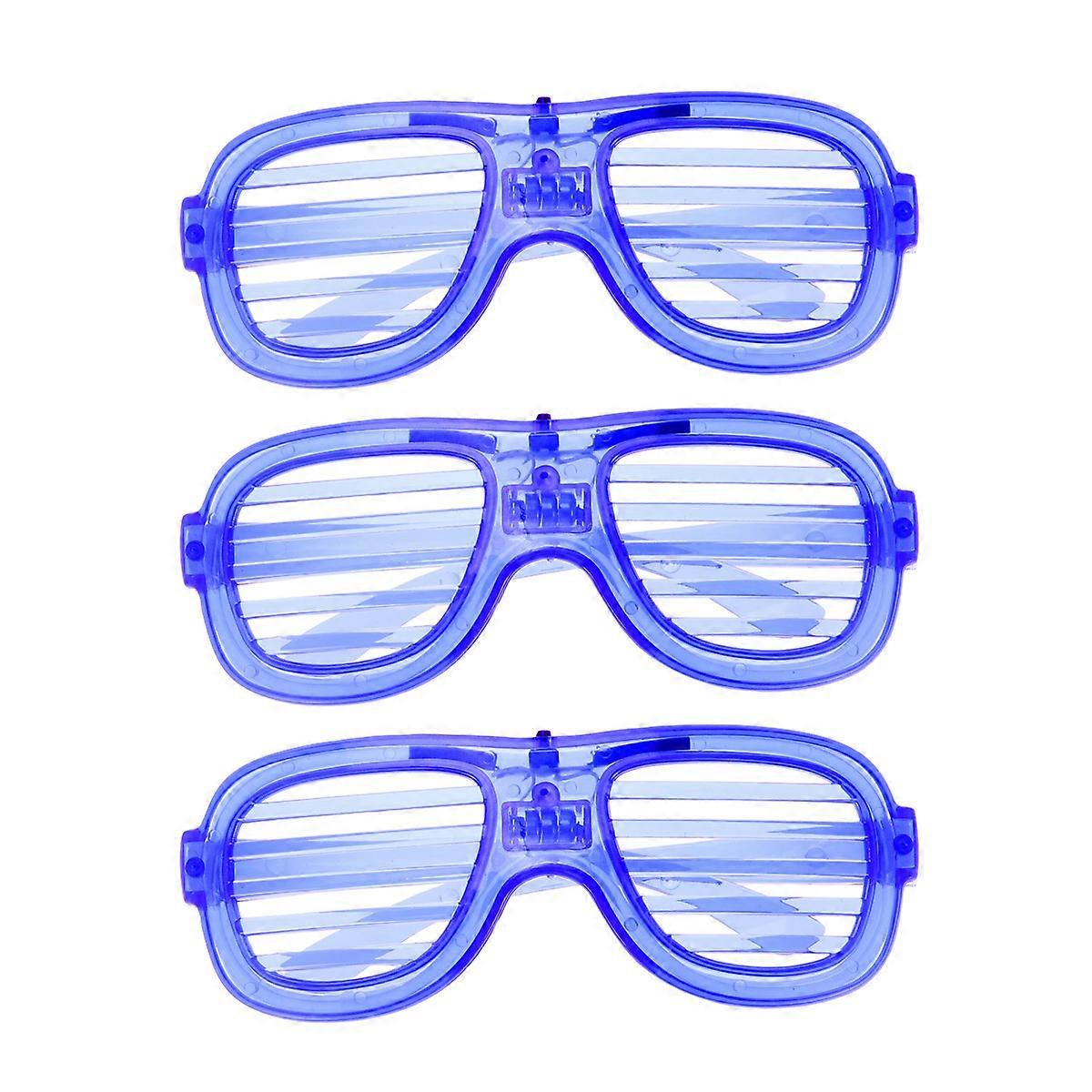 Square Flashing Shutter Glasses Led Blinds Glasses Glowing Glasses For Party Blue 3Pcs