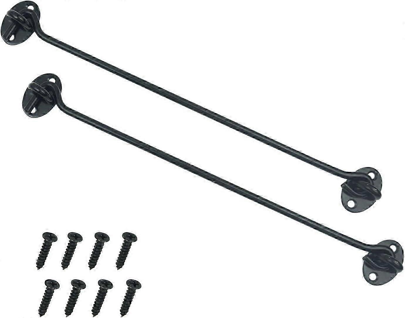 2PCS 12インチステンレス鋼納屋ドアフックとアイラッチブラック、ロングプライバシー