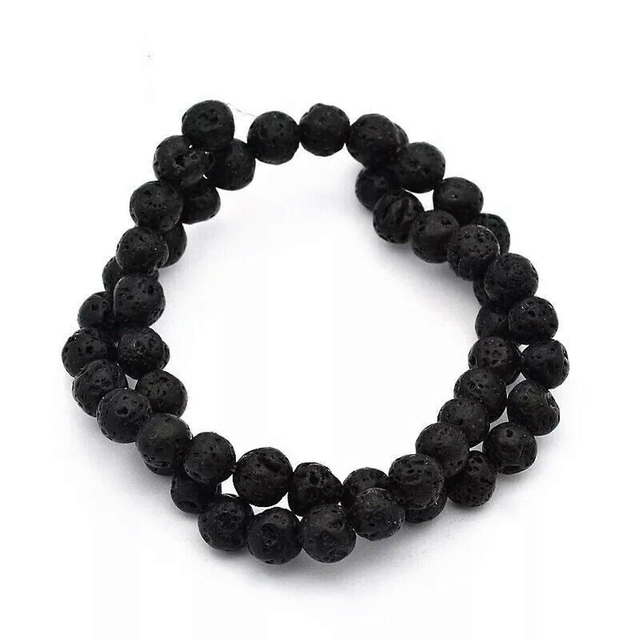 Natural lava stone bead strands, round, 8 mm, 38.1 cm