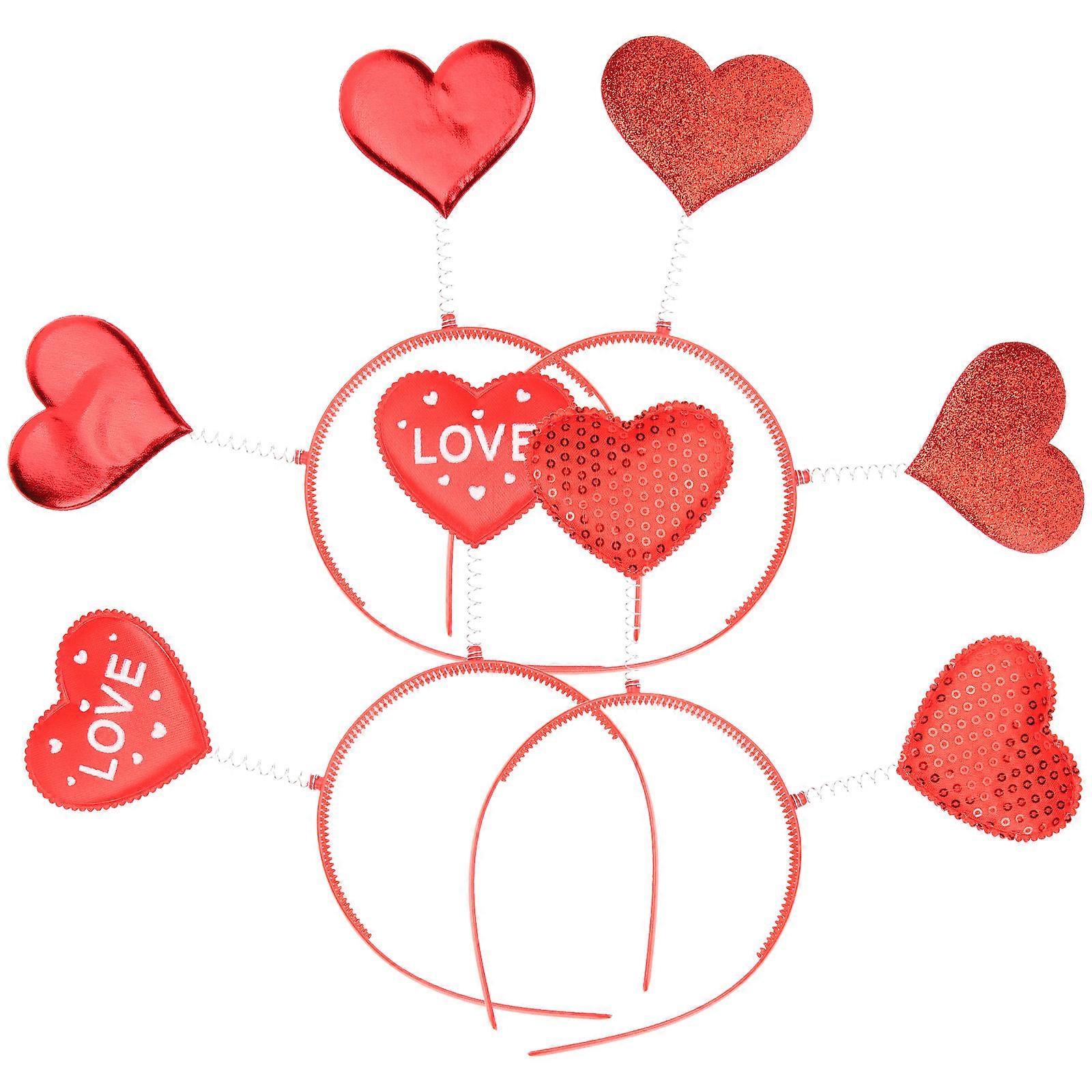 Heart Design Headbands Valentine Spring Photo Shooting Props Red Resin 4Pcs