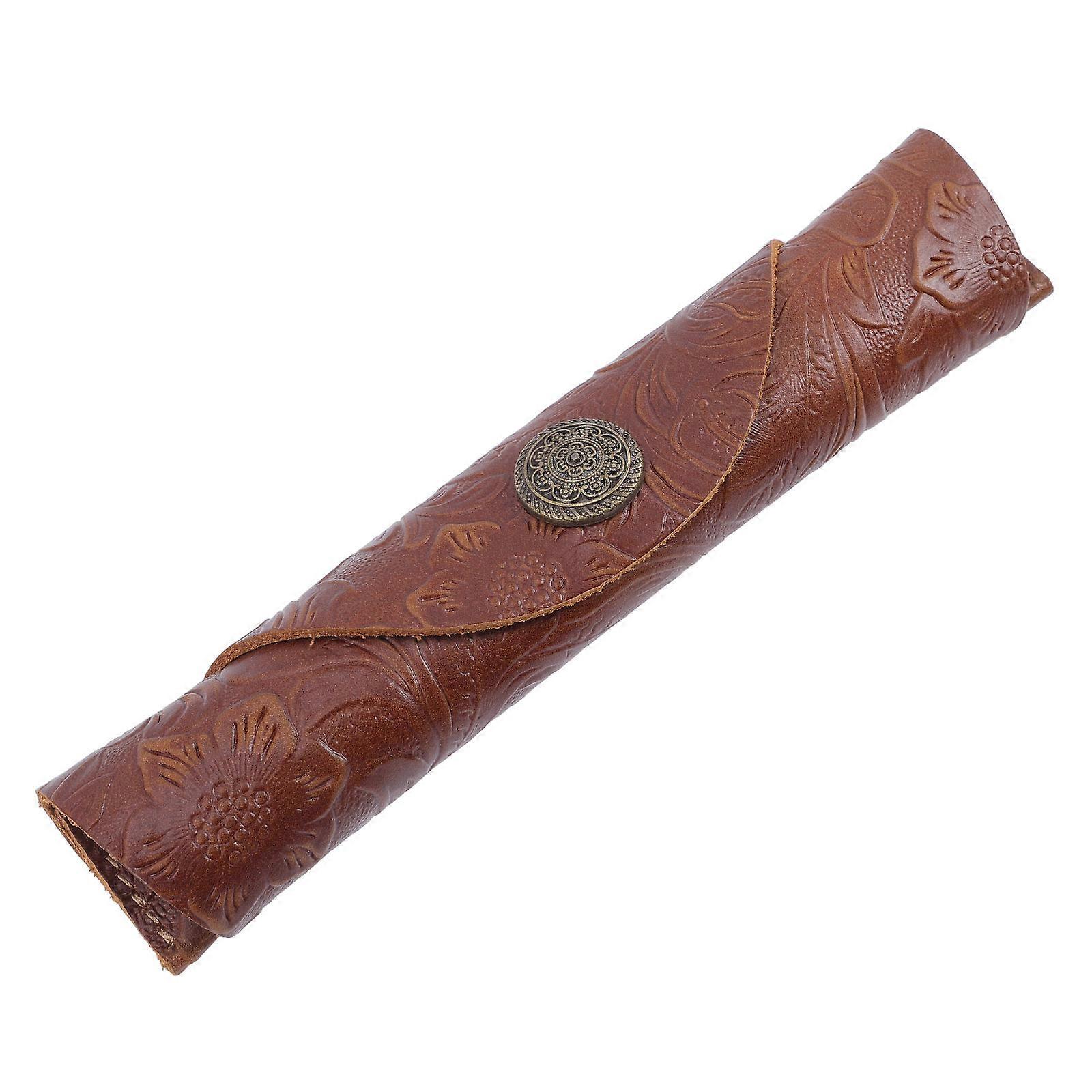 Pen Case with Snap Button for Pen Protect Your Pens from Scratches Coffee Color