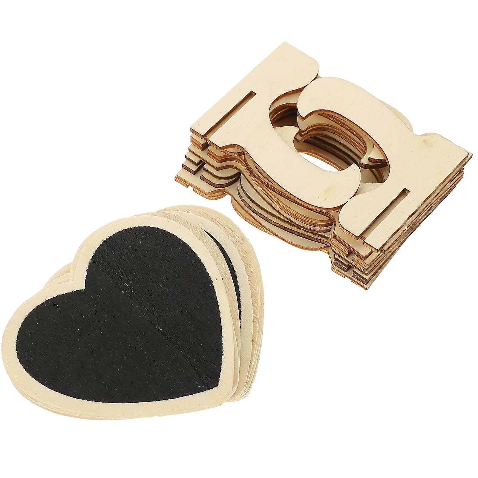 Mini Chalkboard Signs Small Chalkboard Heart Shape Wood Material Signage Office Use Shop Display 7.50X7.00X0.20cm Reminder Board 10Pcs