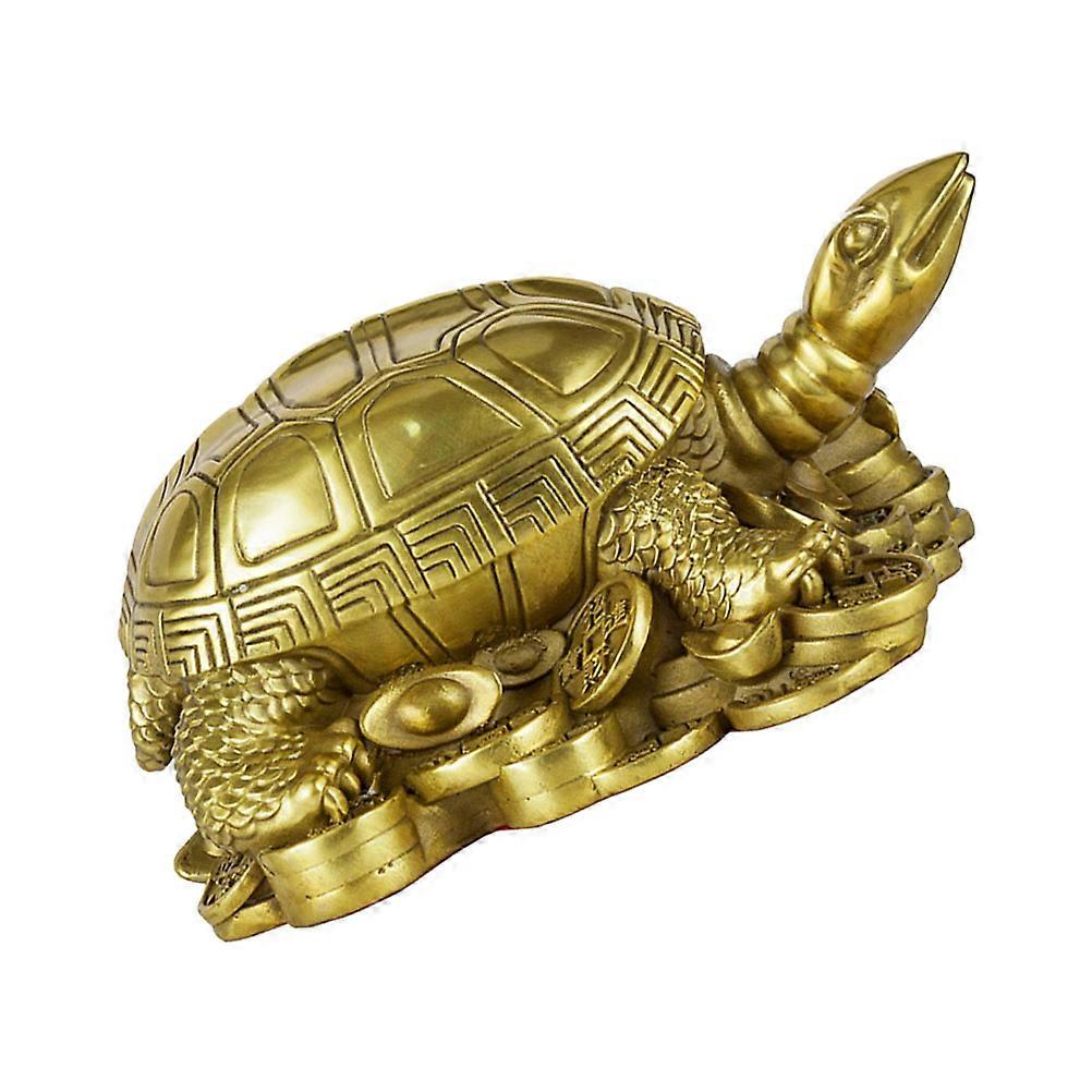 Golden Brass Turtle Statue for Decor Longevity and Prosperity Symbol 1 Pc