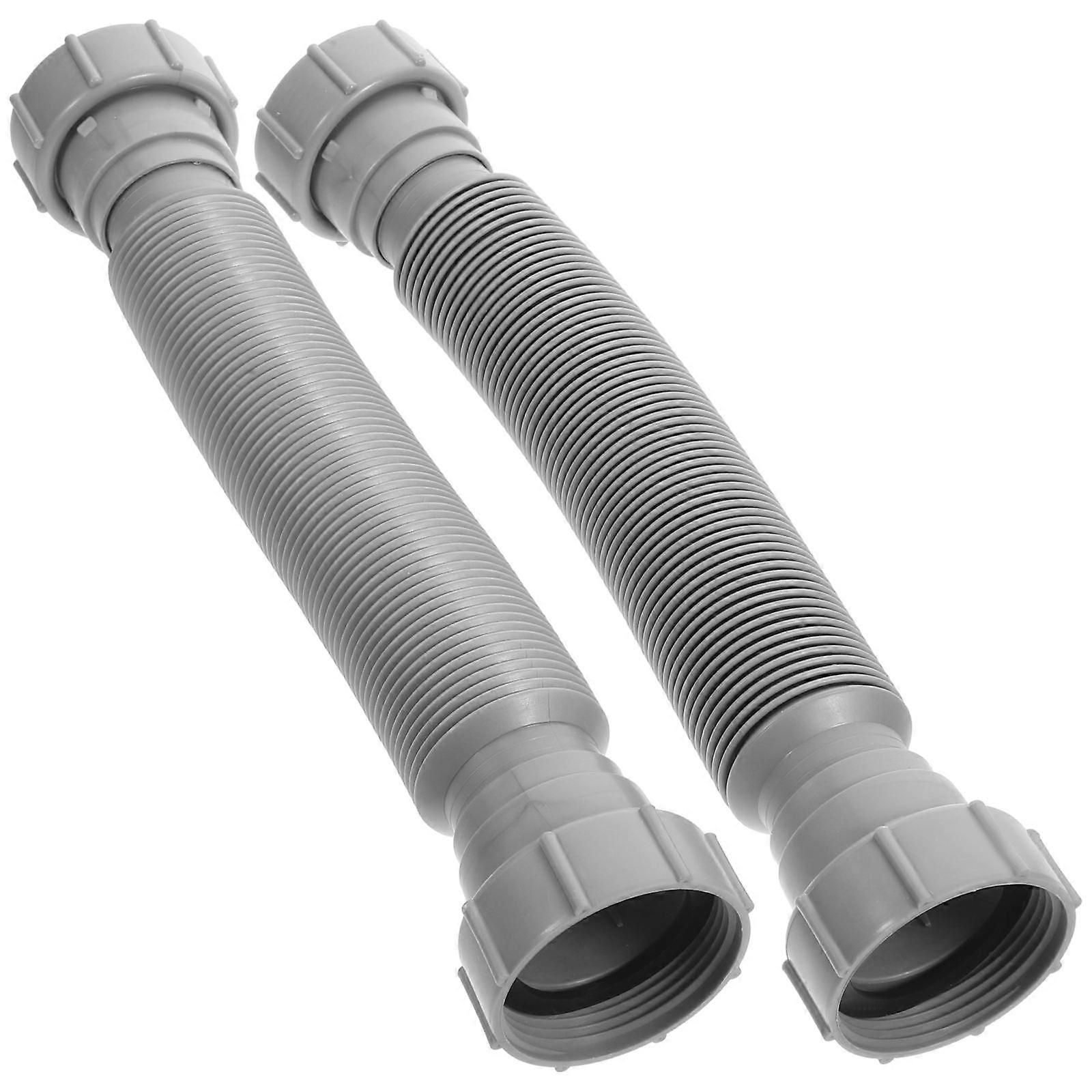 Flexible Drain Hose For Sink Expandable Range 250-650mm Prevent Water Leakage Grey 2Pack