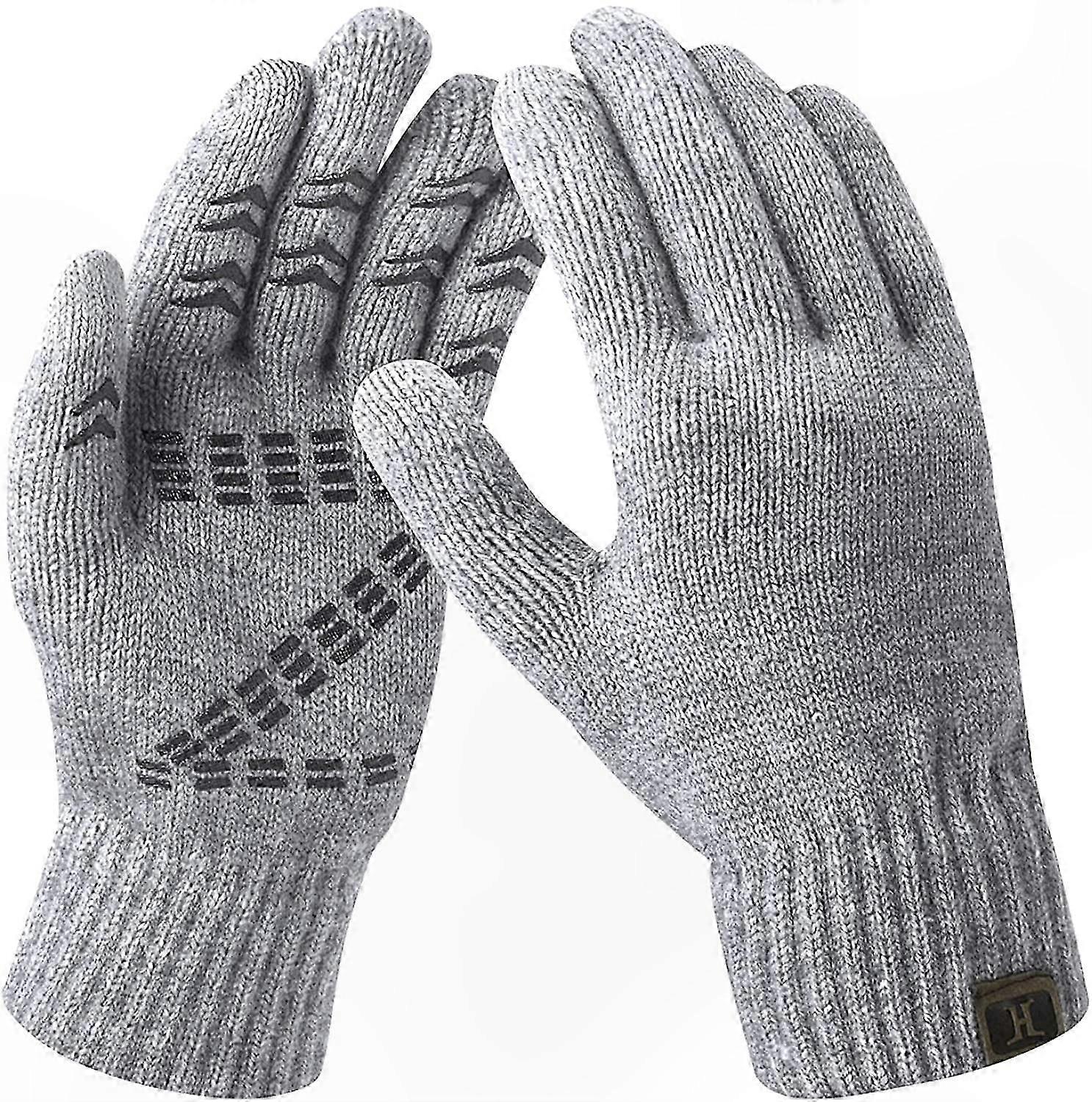 Winter Warm Thermal Gloves for Men Soft Wool Knit Touchscreen-Compatible