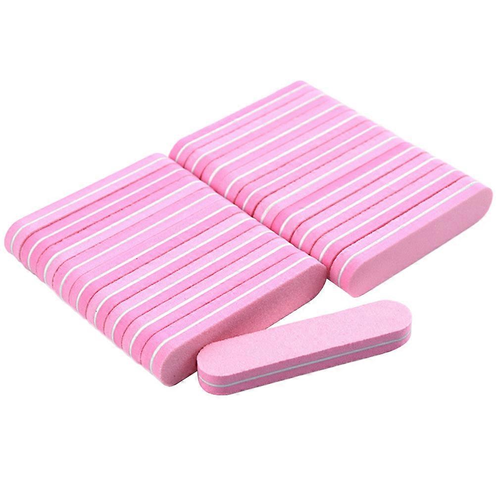 Pink Double Sided Sponge Nail Files for Polishing Smoothing Nails 20 Pcs Bulk Mini Manicure Tools