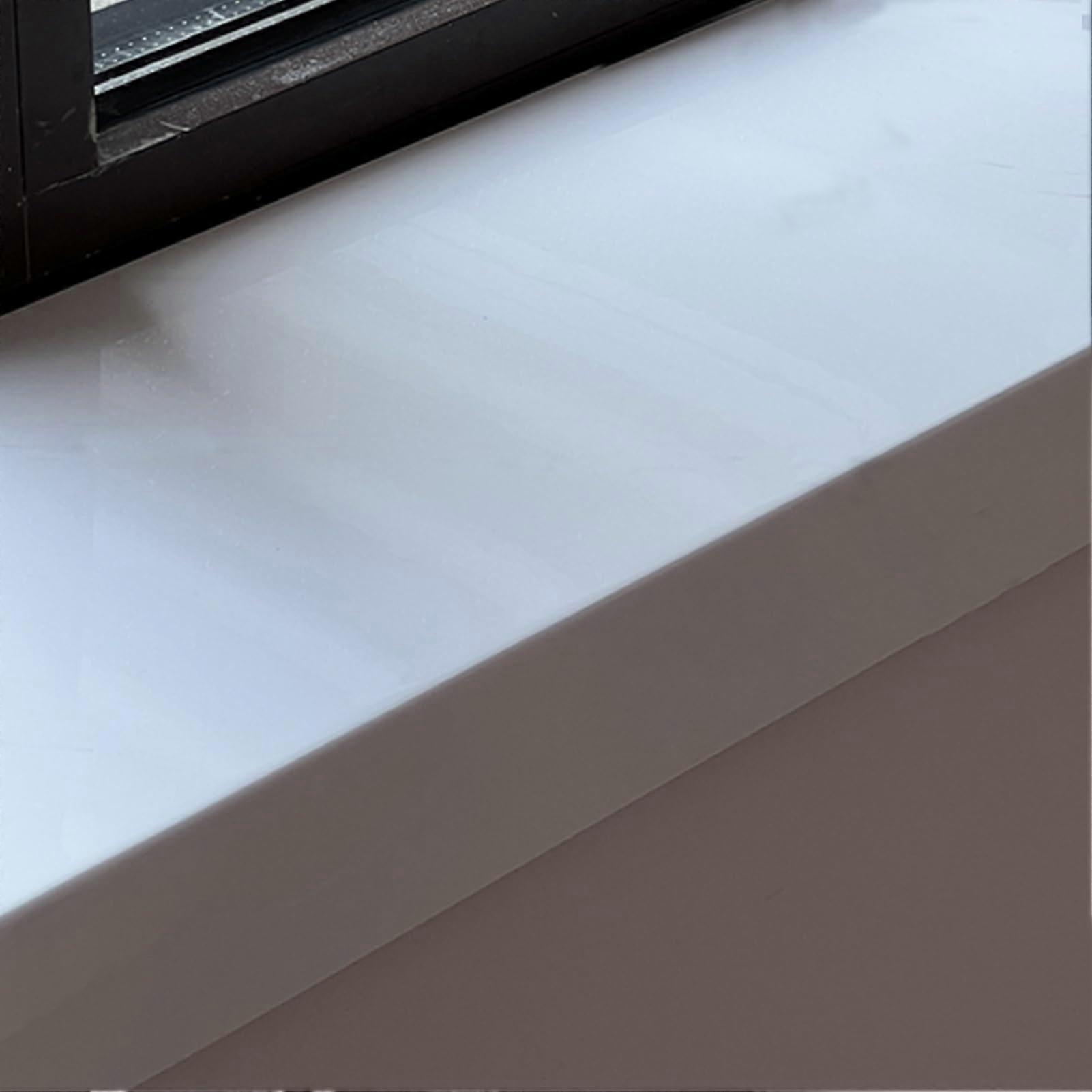 Windowsill Protector with White Tile Surface, Water/Oilproof Edge for Bay Windows (60x12cm)