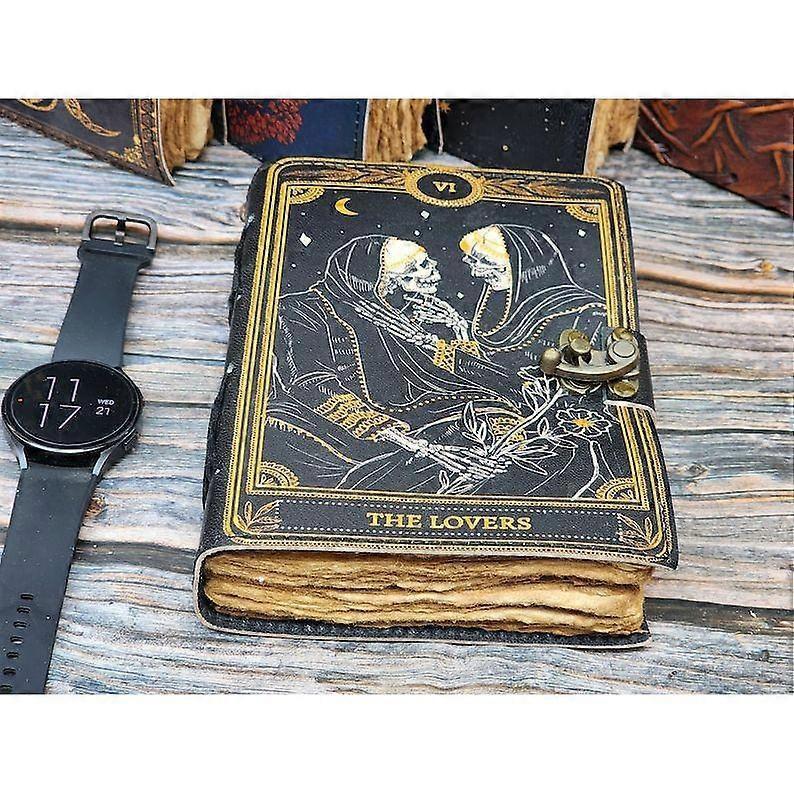 Grimoire journal - Leather Print journal - Blank spell book of shadows, wiccan, book of lovers gifts, gift for him her