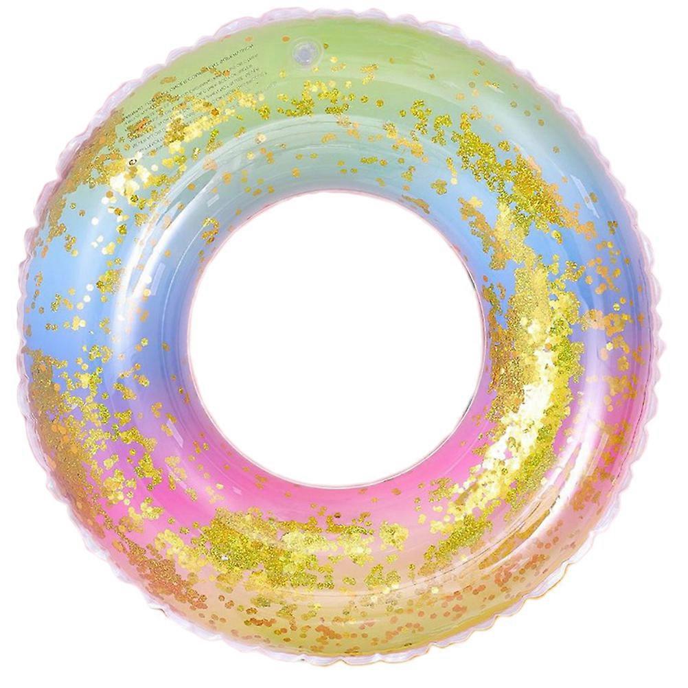 PVC Rainbow Swimming Ring Gradient Sequin Semi Transparent Float for Pool Parties Summer Fun