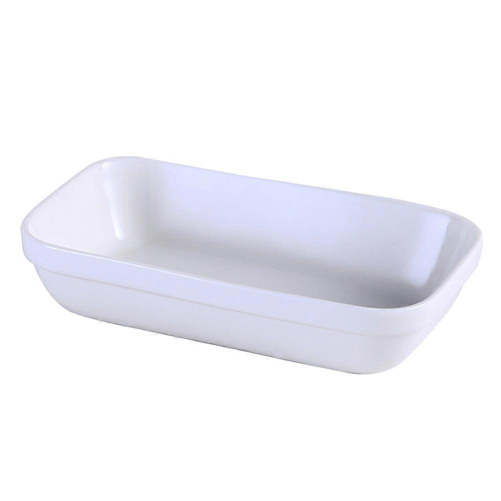 1pc White Ceramic Rectangular Plate for Desserts Snacks and Fruits