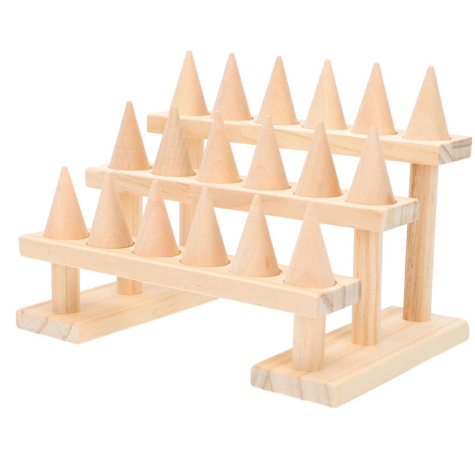 Simple Wood Ring Rack for Storage Assorted Color Durable Multi-layer Design 1PC