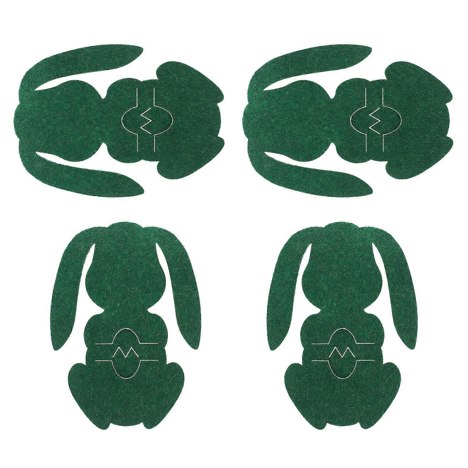 Practical 8Pcs Bunny Shaped Cutlery Organizer for Tableware Use Made of Green Non Woven Fabric Ideal for Festivals