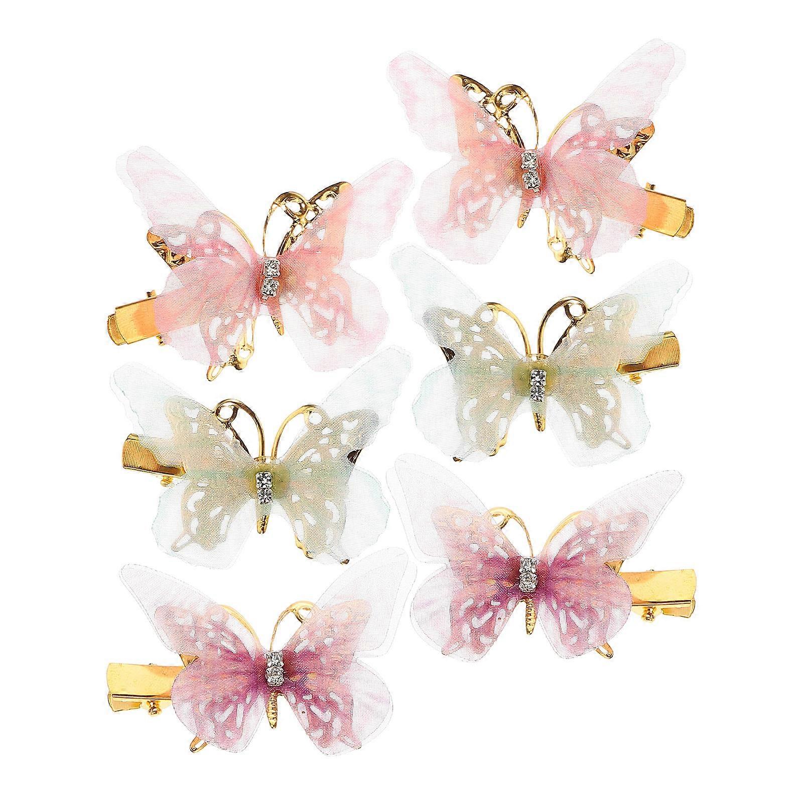 Cute Butterfly Hair Clips for Girls with 3D Design Metal Material Assorted Colors Easy to Use 6pcs