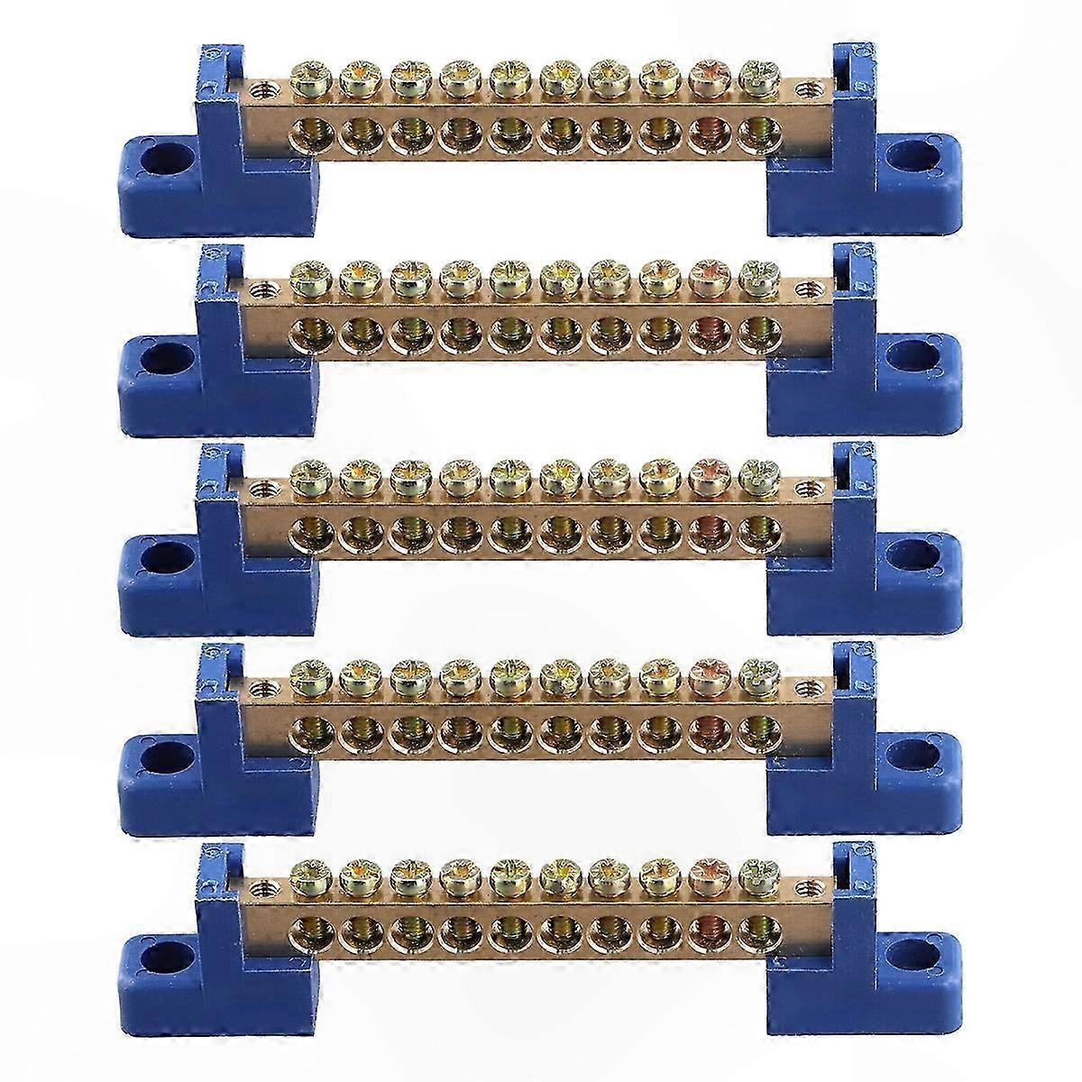 10-Position Screw Terminal Block Grounding Strip Brass Bus Bar Connector