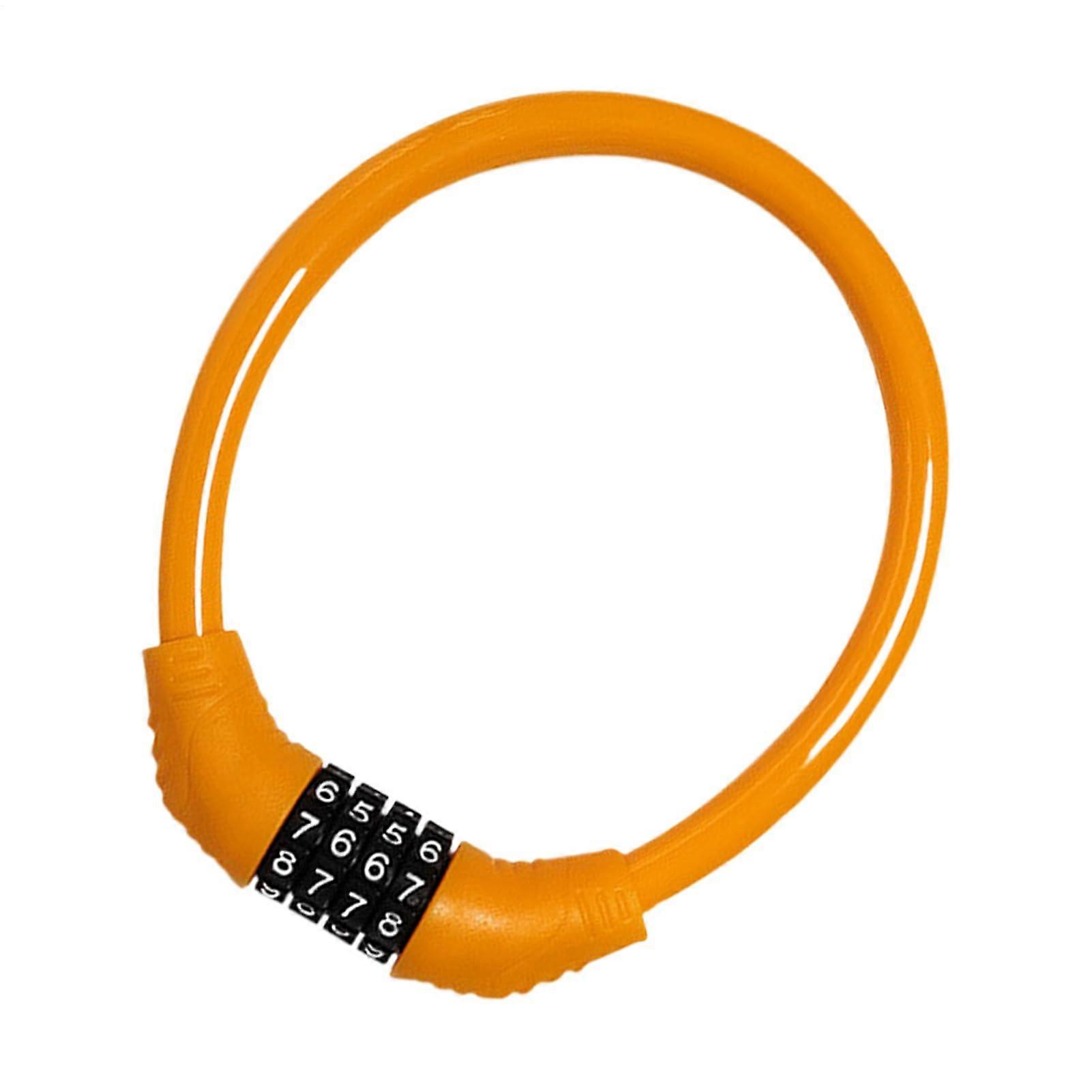 Bicycle Lock - 4-Digit Resettable Chain Lock for Bikes and Motorcycles, Durable Orange Combination Lock