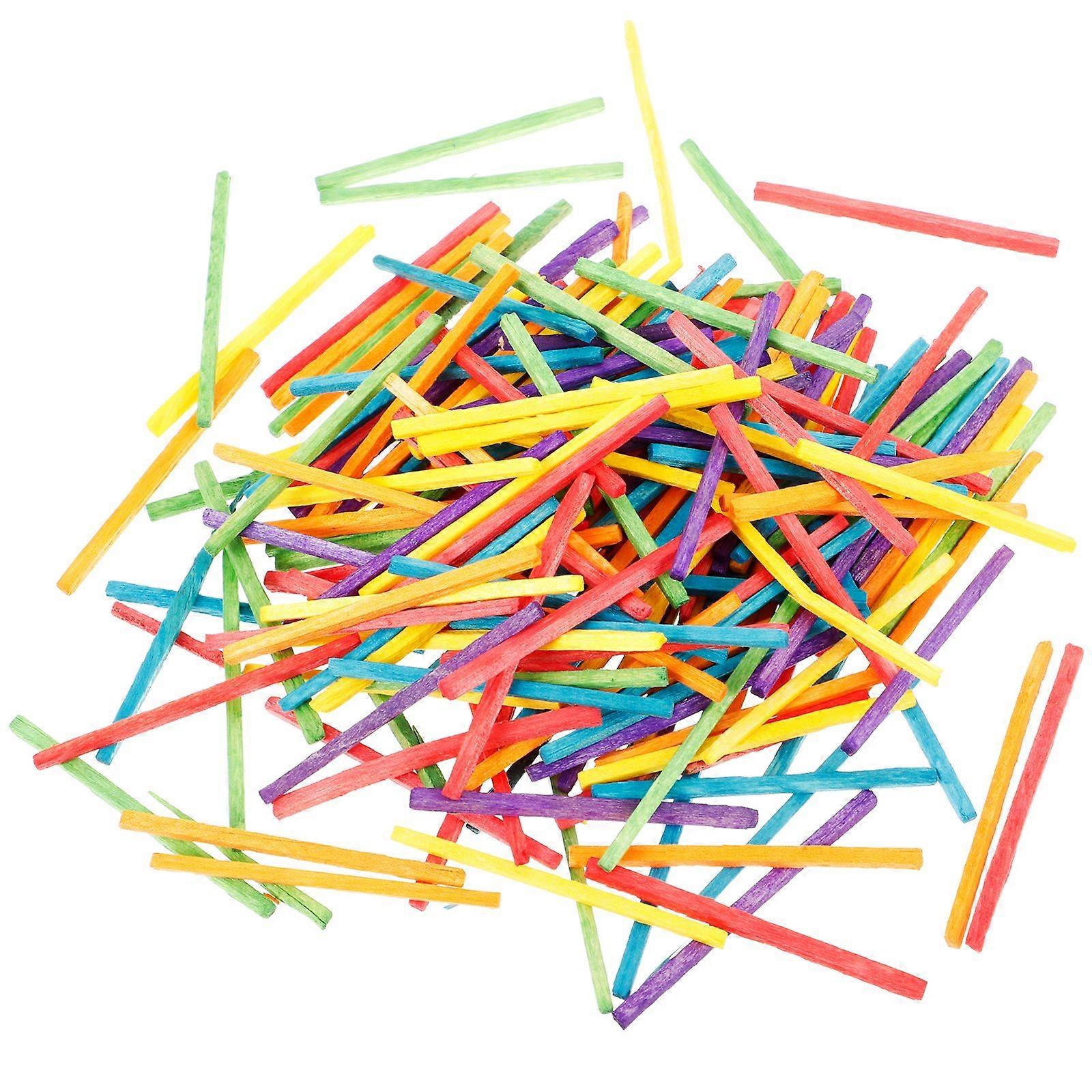 1000pcs Bois Coloré Allumettes Popsicle Artisanat Bâton Enfants Matériaux Faits À La Main (jaune)