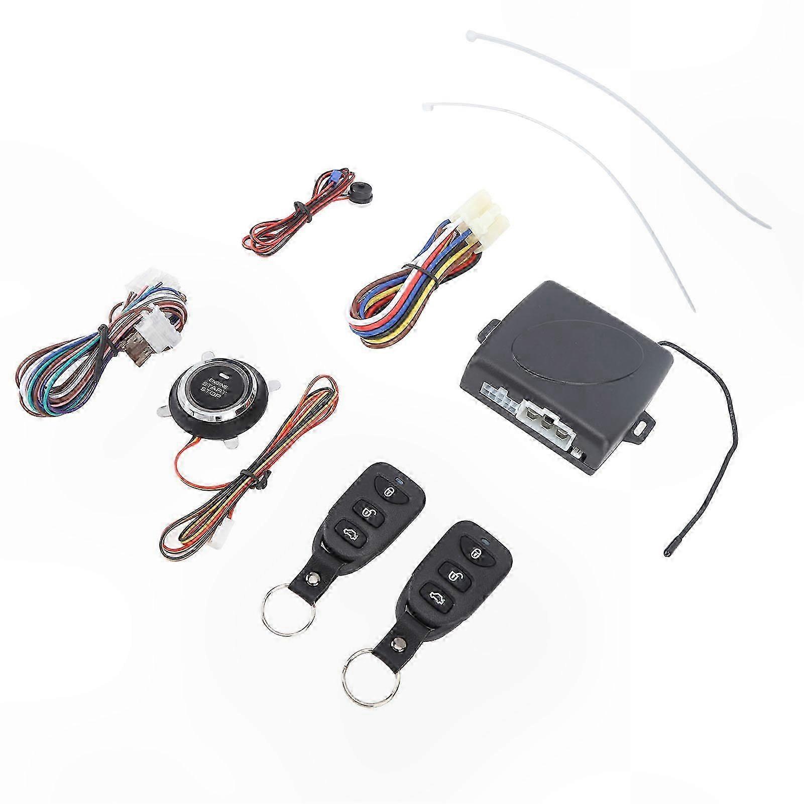 12V Keyless Entry Alarm System with Remote Start and Push-to-Start Ignition Button