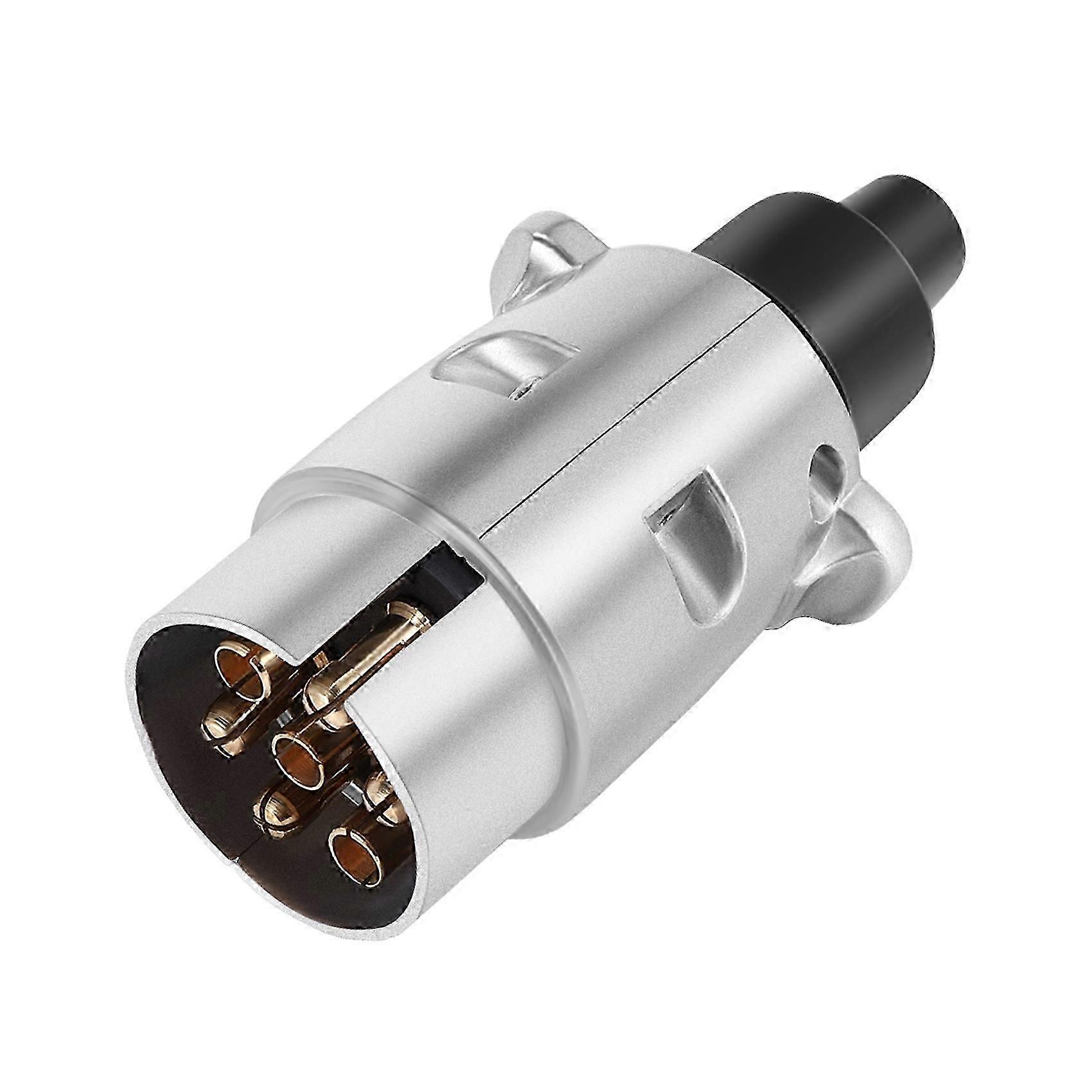 Towing plug for caravan with 7-pole round pin connector