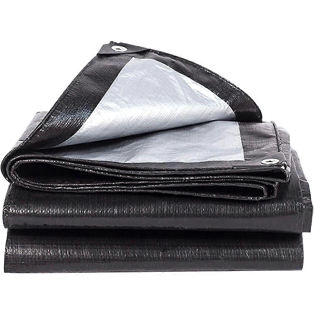 Durable Black Polyethylene Tarp 8 x 10 M, Waterproof Cover for Tent, Boat, RV, Pool, Indoor and Outdoor Use with Grommets