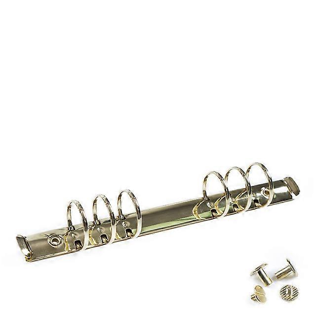 2-pak A5 notesbog 6-hullers ringbind, 3 cm diameter mekanisme, guldfarve, med metalclips, tilbehør til papiropbevaring