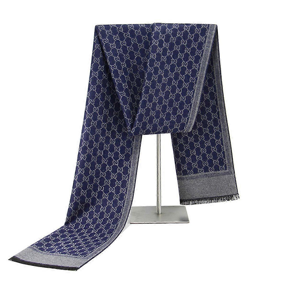 Cachecol masculino com pompons, macio e quente, xadrez clássico, cores misturadas