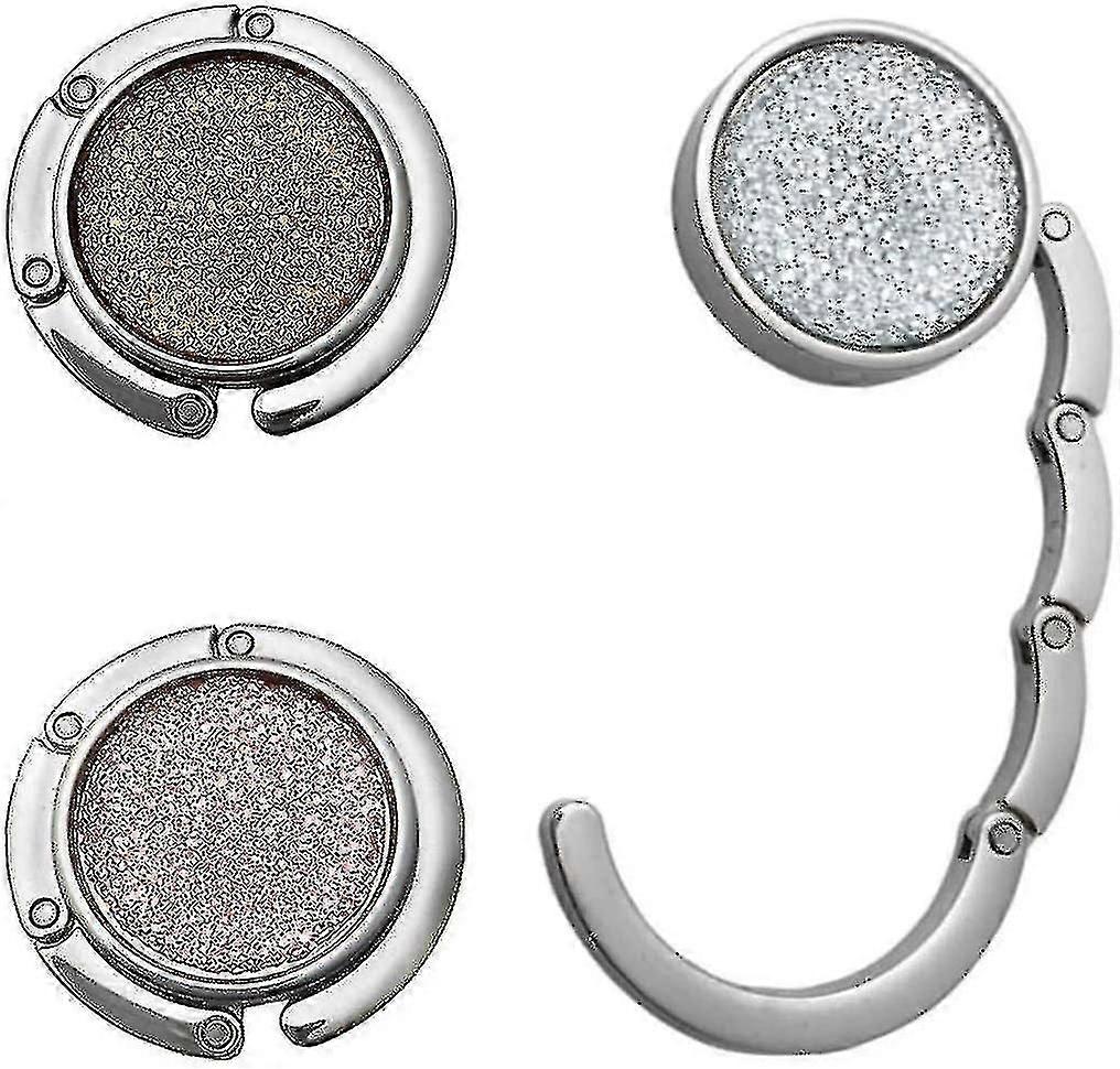 Foldable Metal Handbag Hook (3 Pack) for Table, Round Handbag Holder