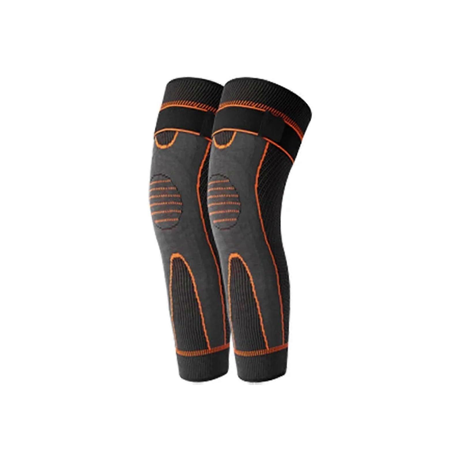 Knee Compression Sleeve Unisex, Size M, Orange, 1 Pair, Pad Support Protector, Flex Wrap Massager For Fitness And Sports