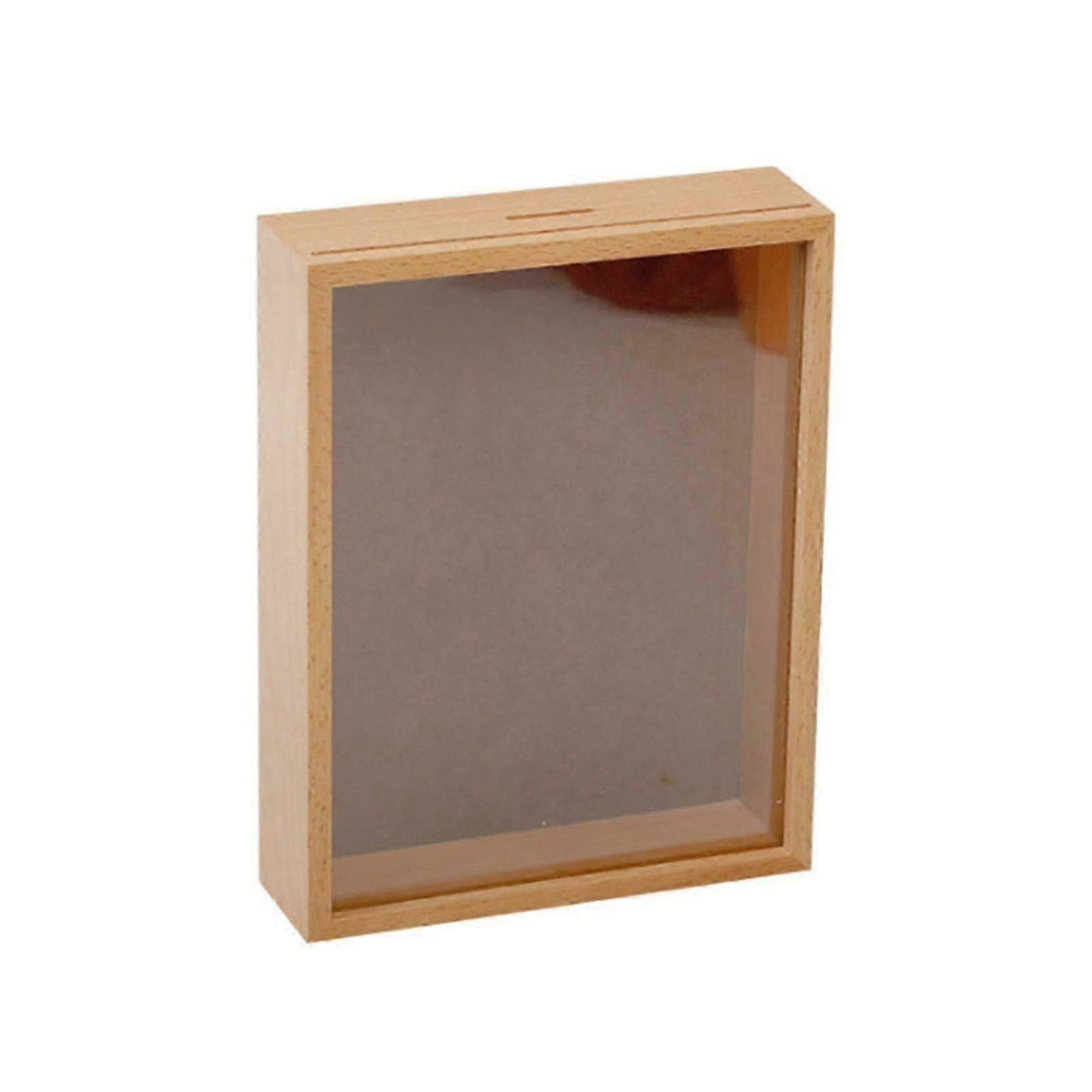 Wooden Photo Saving Money Box, Insert Picture Jar Piggy Bank For Ho...