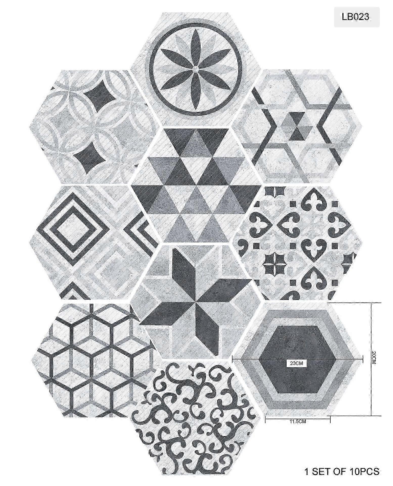 Tile Stickers Hexagonal Industrial Style Anti-Slip Self Adhesive Removable Wall Sticker Note: The data is all measured manually, please allow 1-3cm er