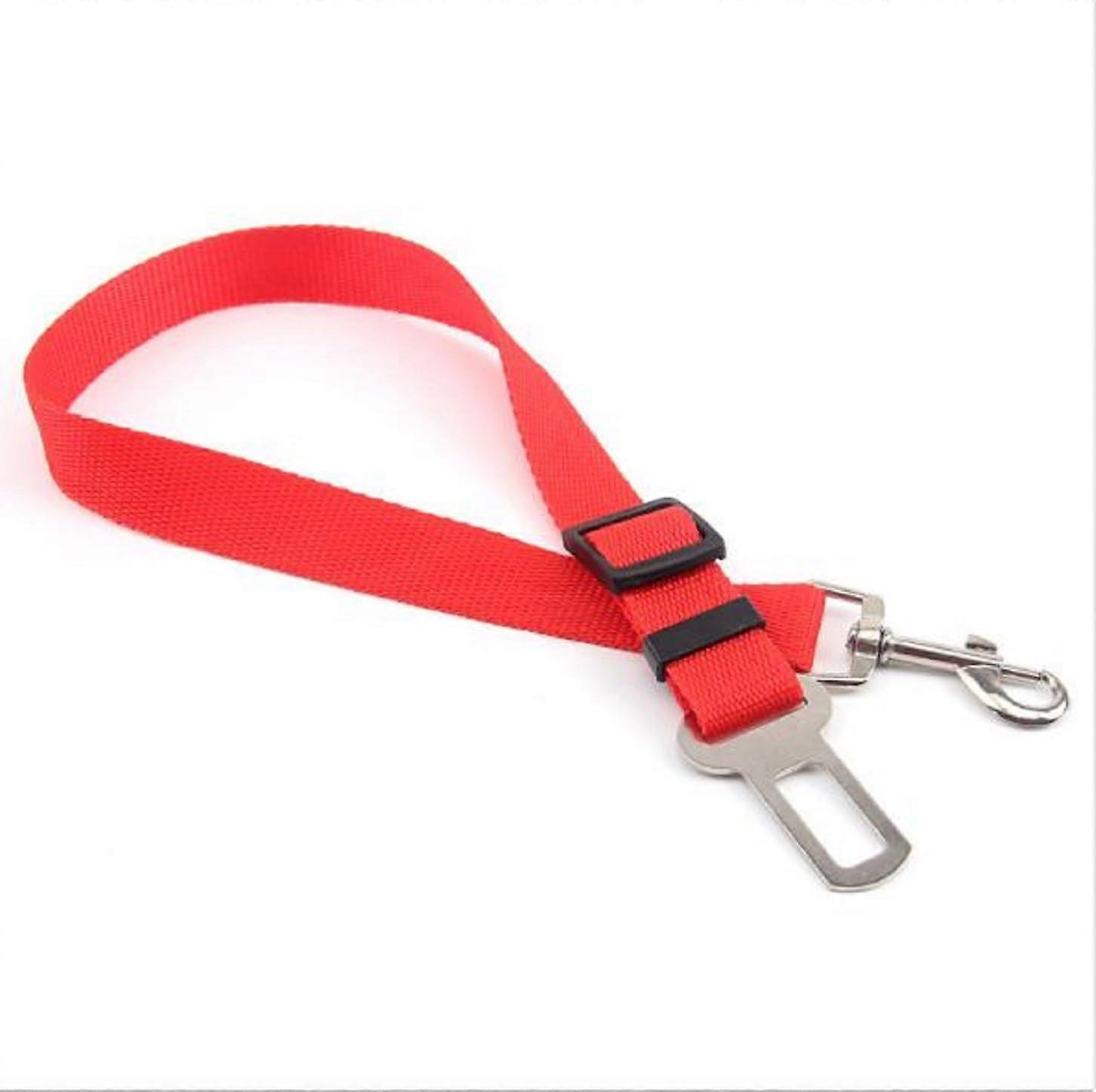 Dog Car Seat Belt Adjustable Harness Connector With Clip, Universal Fit For Small To Large Dogs, Vehicle Restraint, Red