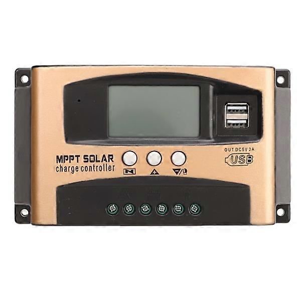 Solar Charge Controller MPPT Solar Panel Regulator with LCD Display Parameter Adjustable Gold 60A