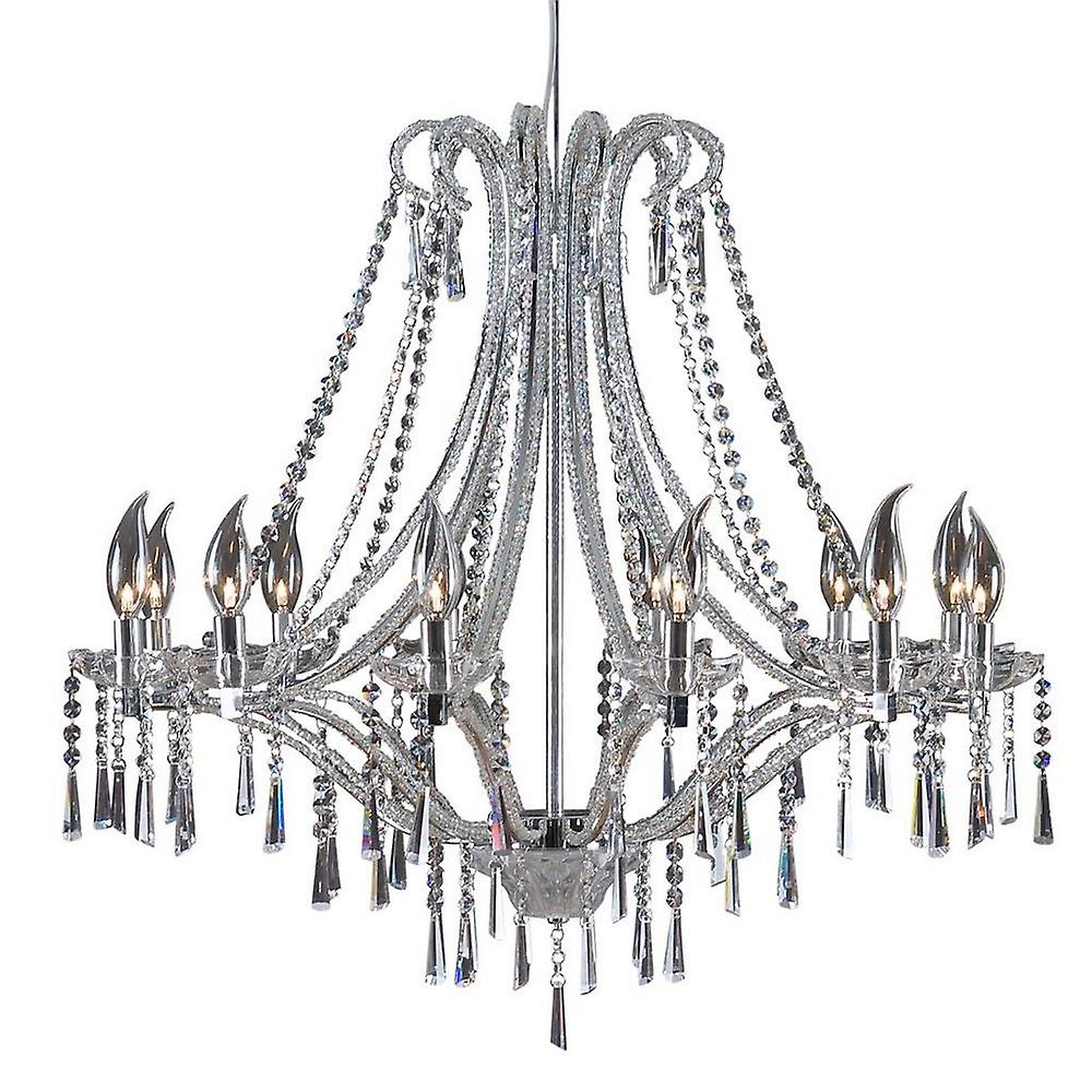 Swan 12 Light Multi Arm Chandeliers Chrome