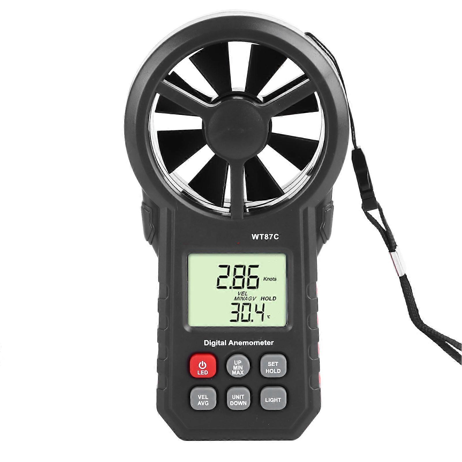 Digitales Anemometer LCD-Hintergrundbeleuchtung Windgeschwindigkeits- und Temperaturtester