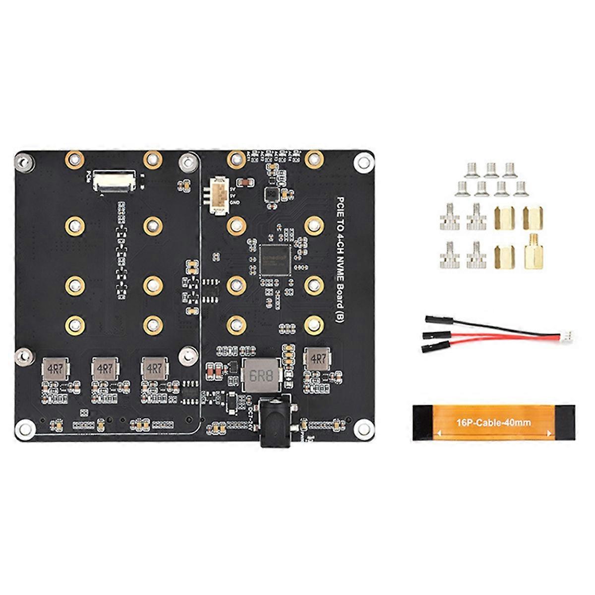 For 5 PCIe to 4-CH M.2 NVMe SSD Adapter Board Compatible with 2280/2260/2242/2230 M.2 Hard Drives for PI5