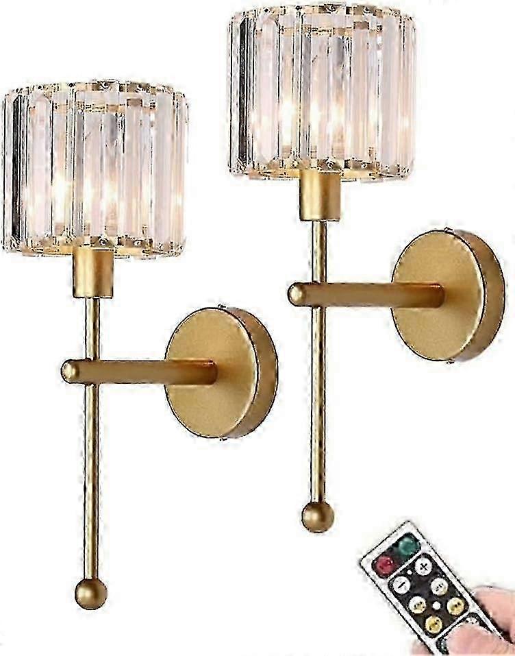suitable for modern crystal wall sconces set of 2, gold rechargeable battery operated wall lights with remote