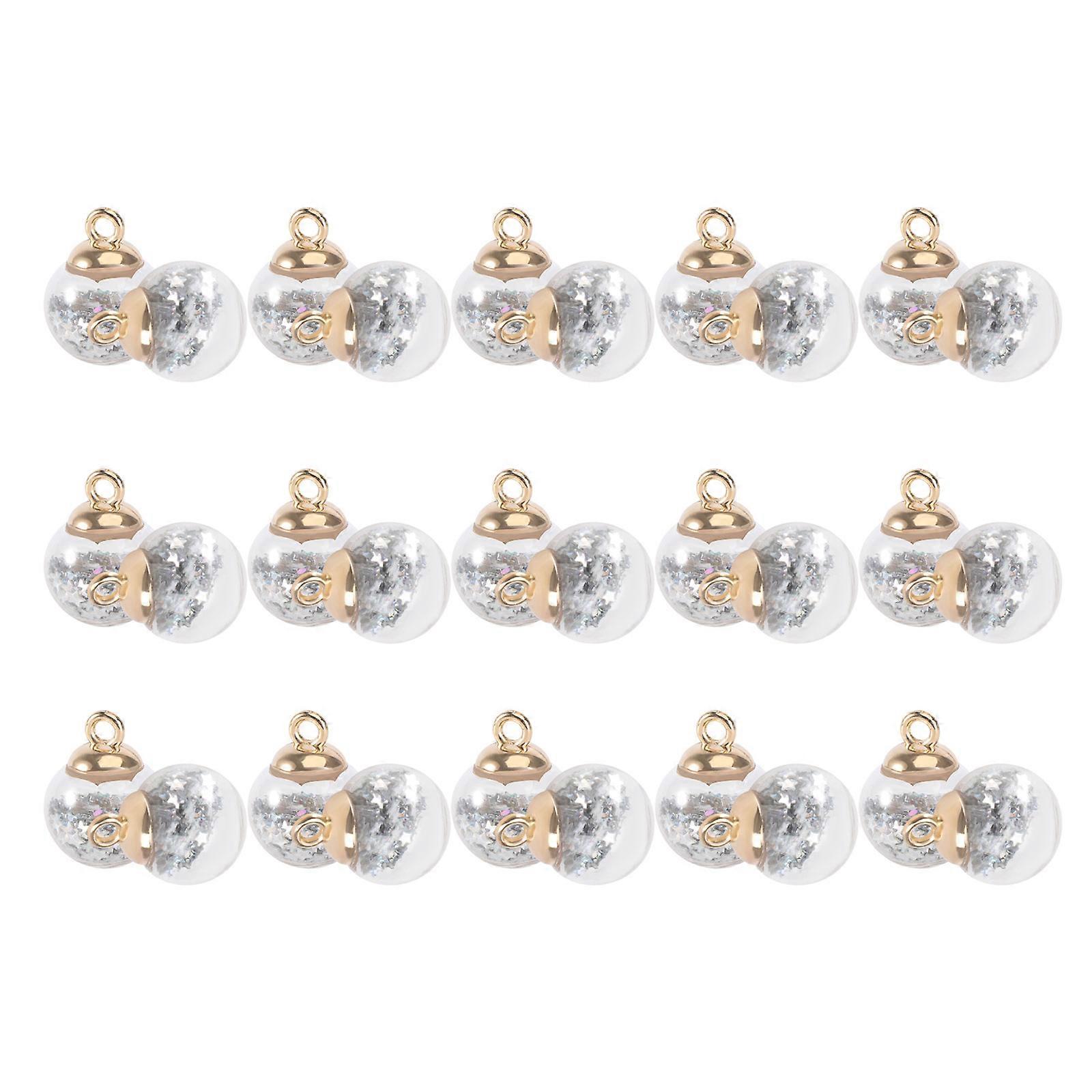 30Pcs Glass Balls Decoration For DIY Projects And Craft Making Featuring Silver Star Shape 2.1x1.6cm