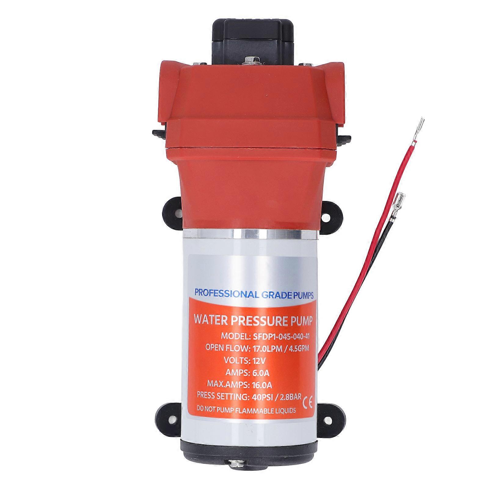 12V High Pressure Diaphragm Pump 17LPM 6A Leak Proof Self Priming