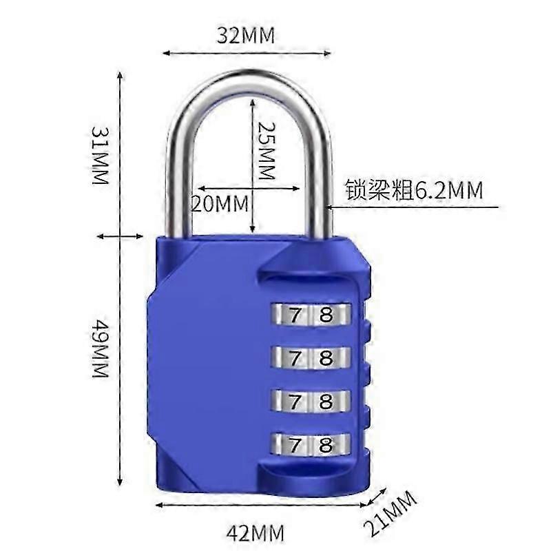 combination lock for luggage 4 dial zinc alloy coded padlock