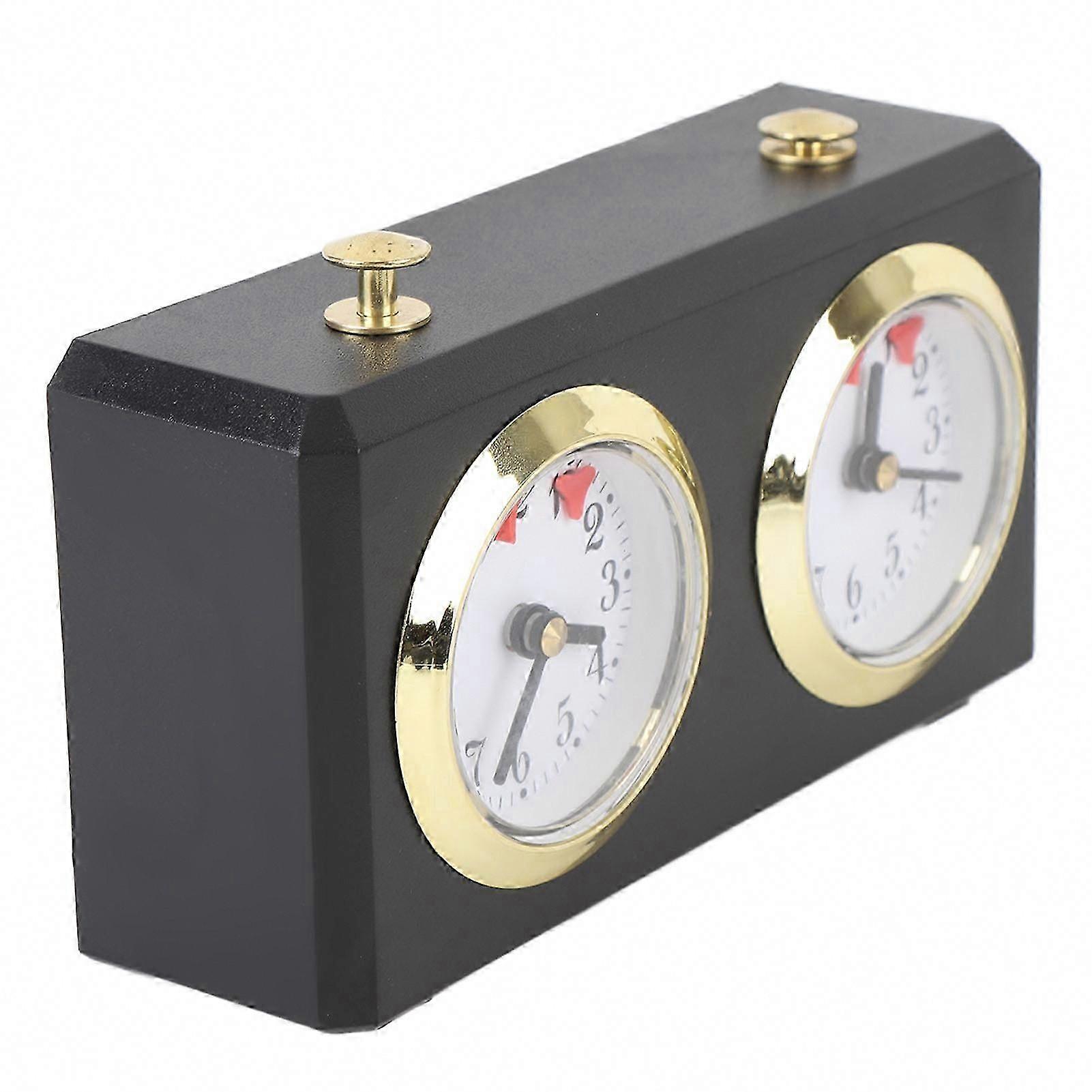 Vintage Mechanical Chess Clock with Large Dials, Wind-Up Mechanism for Weiqi and Chess Competitions, Black