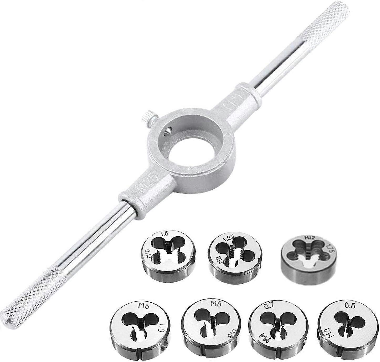8Pcs Metric Die Set - Adjustable Die Wrench, M25 Die Holder with M3-M12 Dies, External Tapping Kit,Yeurié