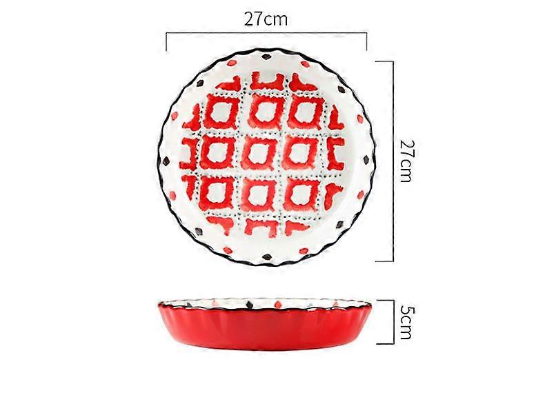 Big Baking Tray CeramicPie Baked Pizza Plate 10(red)