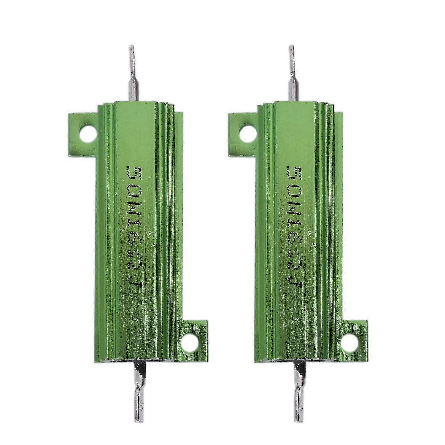 2 Pcs Chassis Mount Green Wirewound Aluminium Housed Resistor