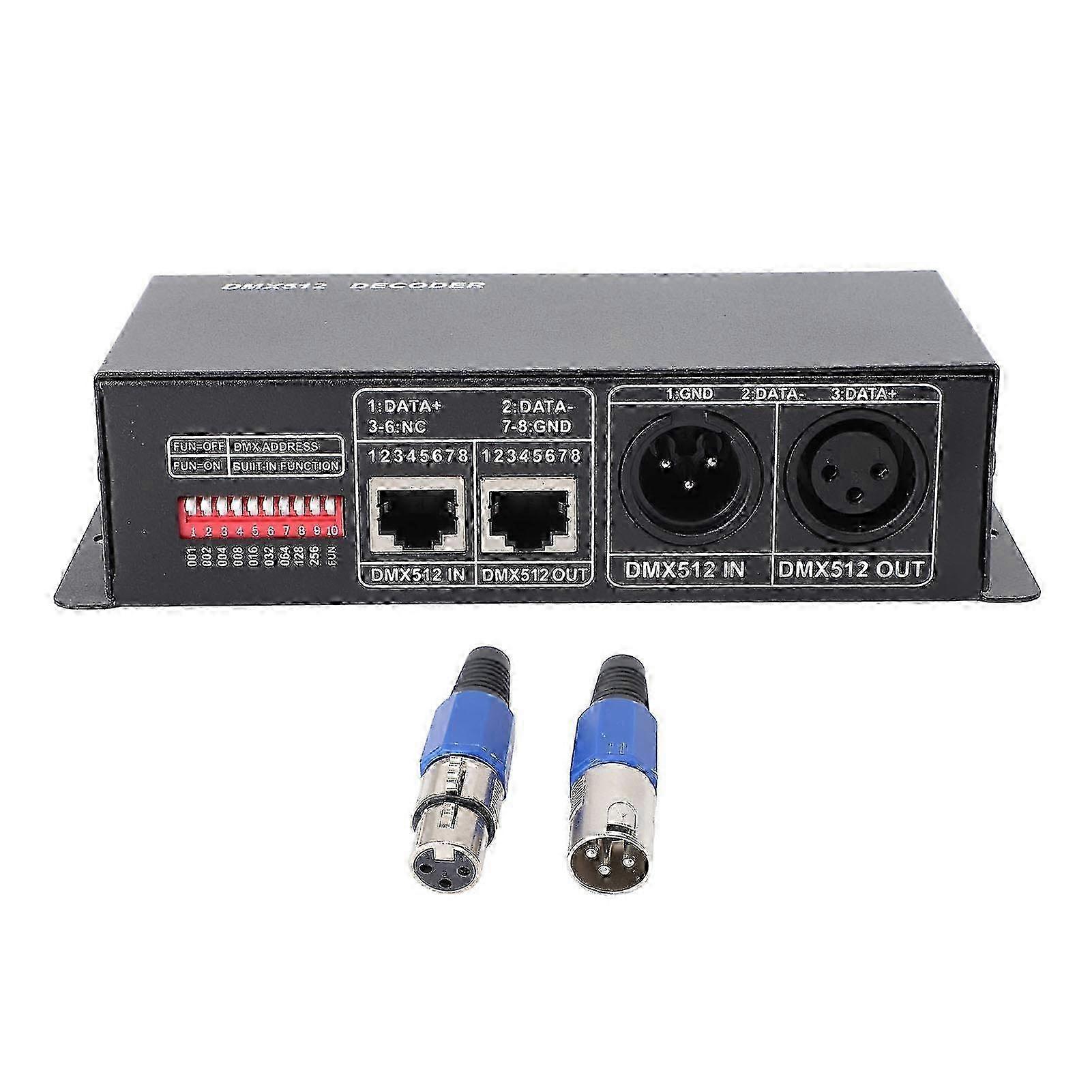 DMX512 4 Channel RGBW Decoder Constant Voltage Dimming Driver Controller for LED Stage Light 12-24V Power Supply