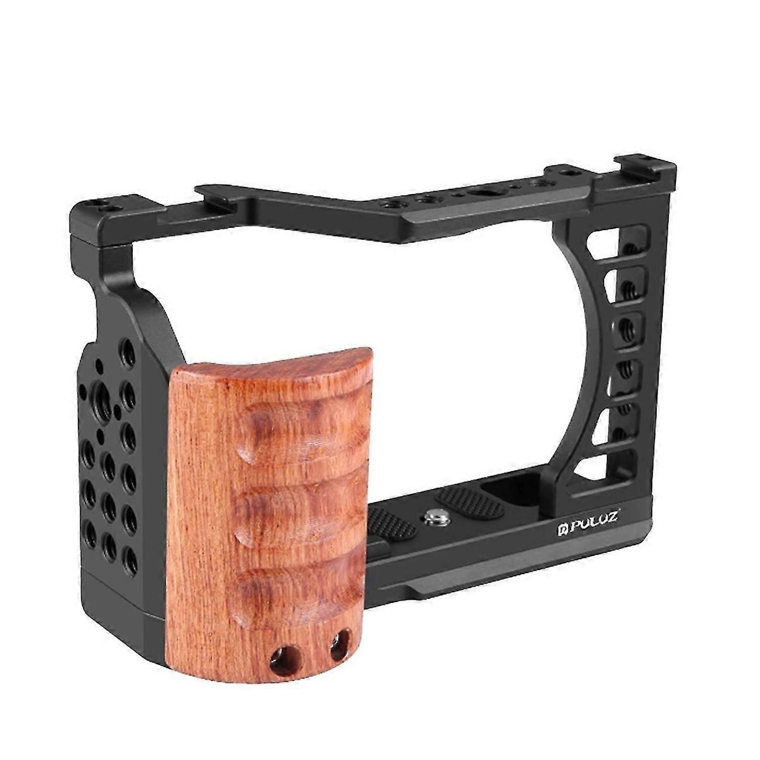Camera Cage for ZV-E1 Wood Handle Stabilizer Rig Frame with Multiple 1/4 & 3/8 Inch Screw Holes