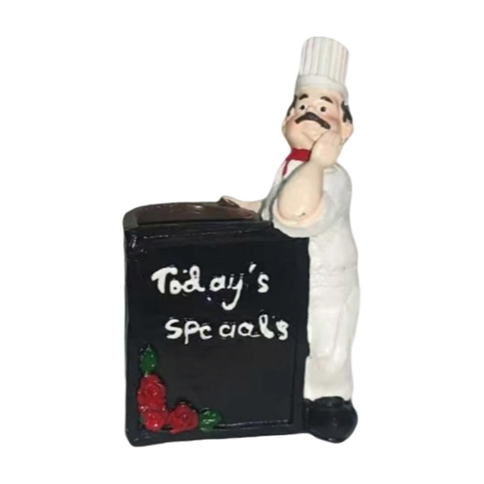 Chef Statue Small Sculpture Toothpick Holder Art Crafts Collection Storage