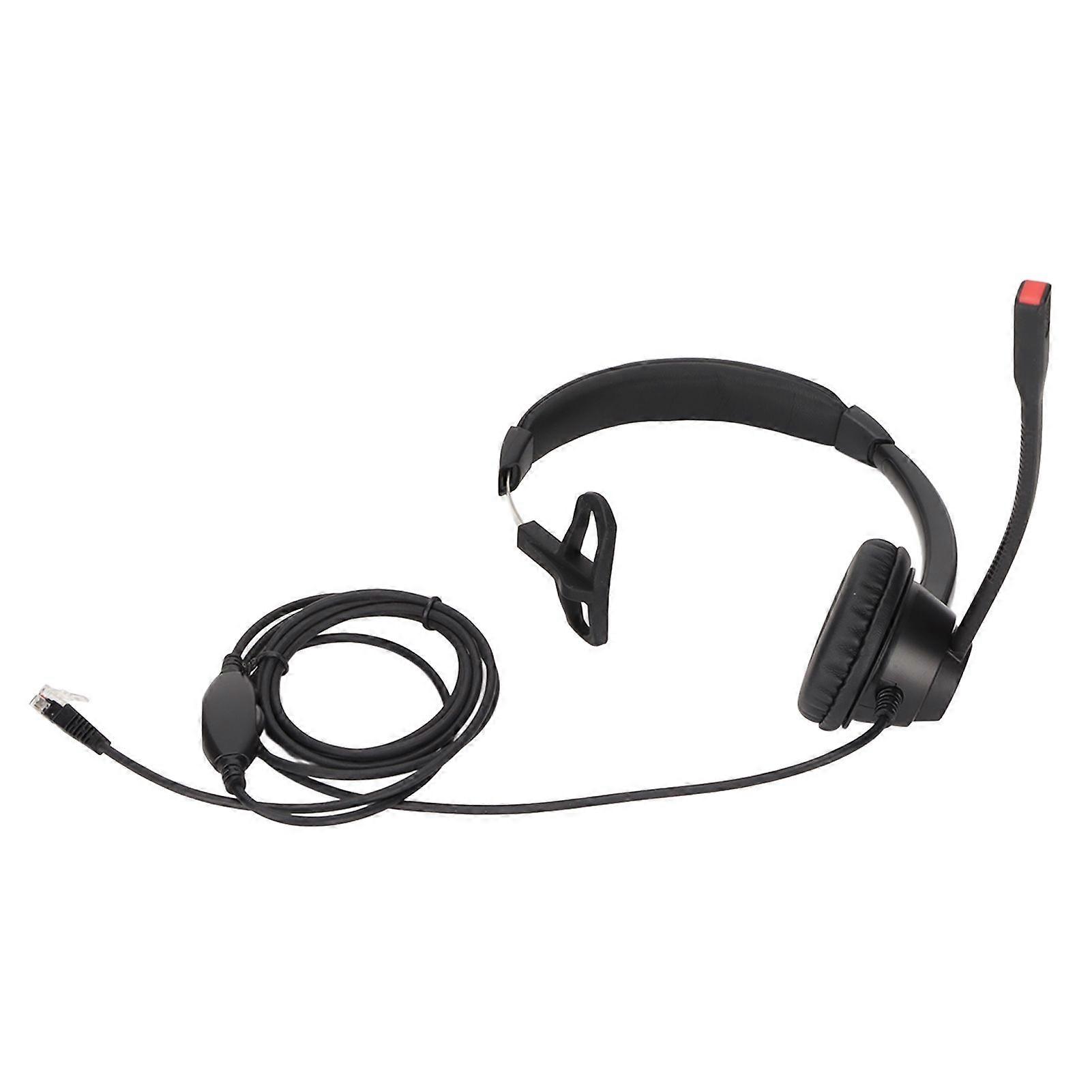 Monaural Customer Service Headset Volume Adjustment Single Sided Ear Headphone with Noise Cancelling Mic